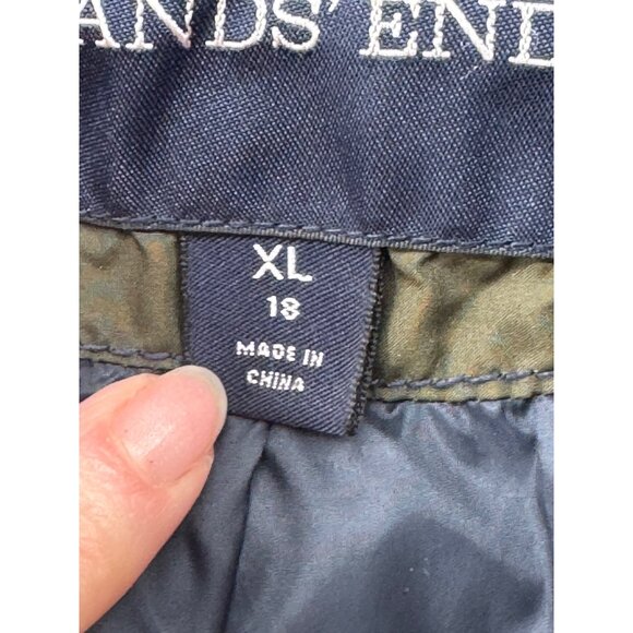 Lands End Quilted Jacket Womens Olive Diamond Pattern Button Closure Size XL 18 - Picture 8 of 9